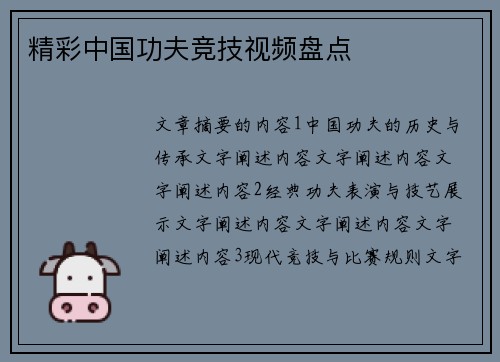 精彩中国功夫竞技视频盘点